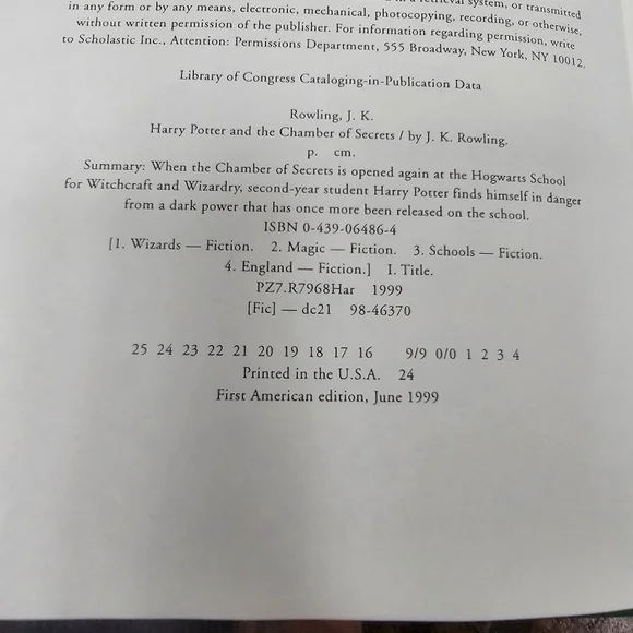 Harry Potter and the Chamber of Secrets 1999 First American Edition Hardcover - Picture 5 of 7